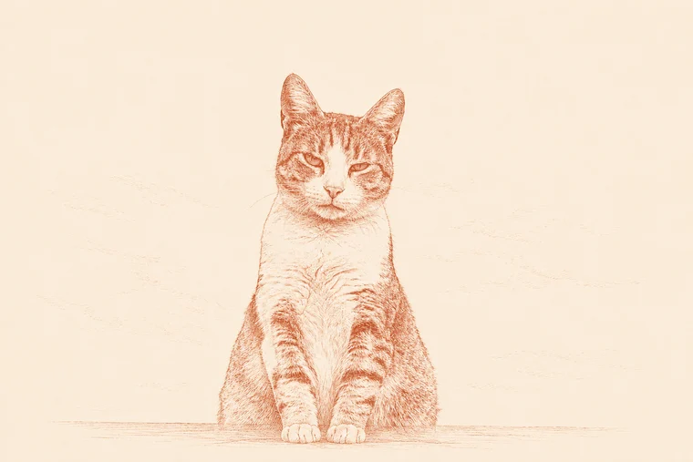 Fine-art ilustracija mačke koja sjedi.
